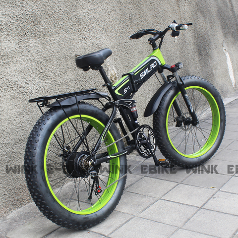 Bicicleta eléctrica plegable con batería de 1000W, 48V y 14Ah, 26 pulgadas, 4,0, neumático de bicicleta electrónica para playa ► Foto 1/6