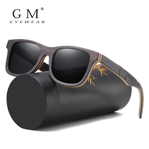 Gafas de sol polarizadas GM para hombre y mujer, monopatín en capas con montura de madera, estilo cuadrado, gafas de mujer en caja de madera S5832 ► Foto 1/6