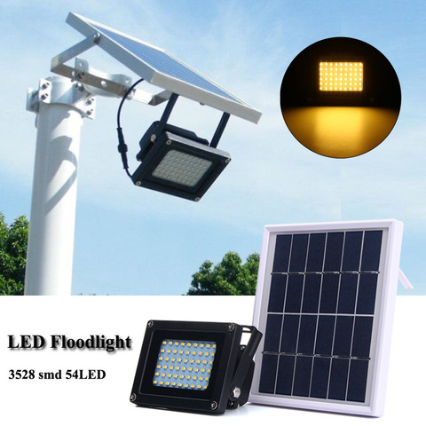 Lámpara Solar con Sensor de luz LED para jardín, foco de seguridad impermeable para exteriores, color blanco cálido, 54 LED ► Foto 1/6