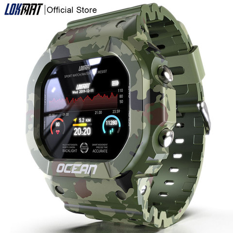 LOKMAT-Reloj inteligente deportivo Ocean para hombre y mujer, para Android, con control del ritmo cardíaco y presión sanguínea ► Foto 1/6