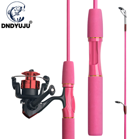 DNDYUJU niños Señuelos de Pesca Rod 1,5 M principiante pesca Polo bonita caña de pesca incluyen carrete giratorio Rosa verde disponible regalo de los niños ► Foto 1/6