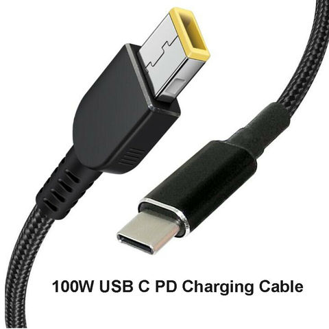 Cable de USB-C de 100W a USB de punta cuadrada, Cable de alimentación de cargador PD tipo C para portátil Lenovo, 65w,90w,Yoga 2 Pro 13,thinkpad, 1,8 m ► Foto 1/5