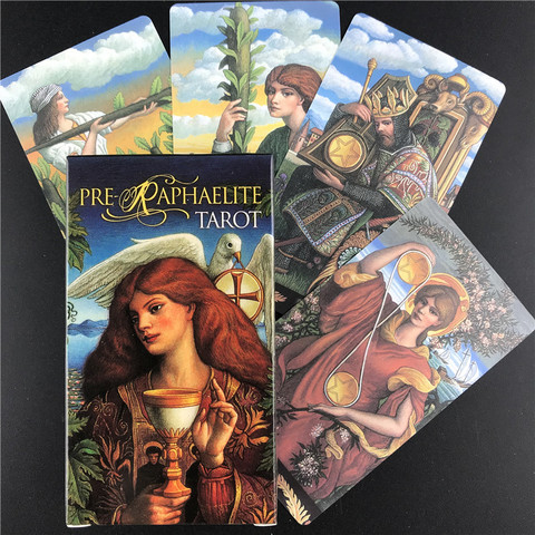 Cartas de Tarot pre-raphaelite, juego en caja en inglés para Familia, padres e hijos sobre la mesa, entretenimiento ► Foto 1/6