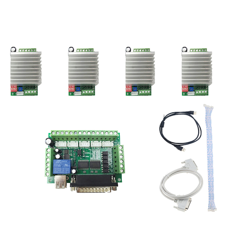 4 eje de mach3 Kit de enrutador de control numérico computerizado 1 Uds 5 ejes Placa de adaptación + 4 Uds TB6600 3 controlador de Motor paso a paso con eje para nema17/23 motores ► Foto 1/1