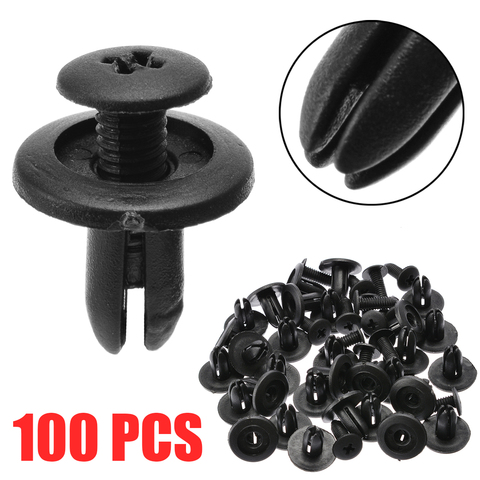 Juego de remaches de plástico CO5 de 6mm para coche Kit de sujeción de coche, Clips de parachoques de guardabarros, retenedor Universal para coche, color negro, 100 Uds. ► Foto 1/6