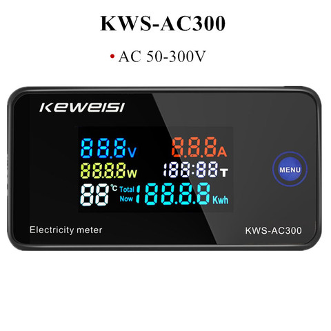 KWS-AC300-voltímetro de CA de 50-300V, amperímetro, medidor de energía KWS, LED, CA, vatímetro eléctrico con función de reinicio, 0-100A, 40% de descuento ► Foto 1/6