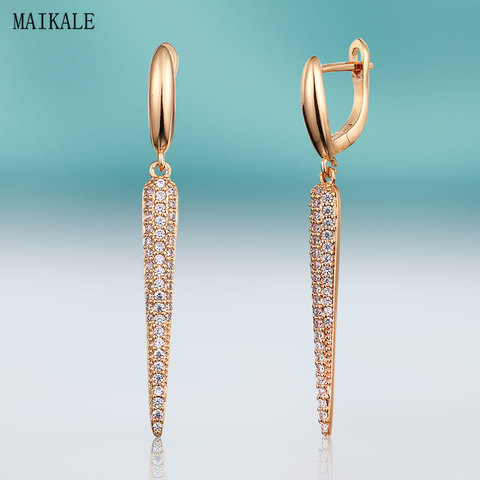 MAIKALE nueva moda lindo Zircon Stud pendientes para las mujeres de oro de Zirconia cúbica pendiente geométrico Clip pendiente de joyería de regalo ► Foto 1/6