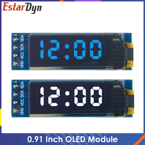 Módulo OLED de 0,91 pulgadas, pantalla LCD OLED de 0,91x32, Módulo De Pantalla LED LCD de 0,91 pulgadas, comunicación IIC para Arduino, Blanco/azul ► Foto 1/6