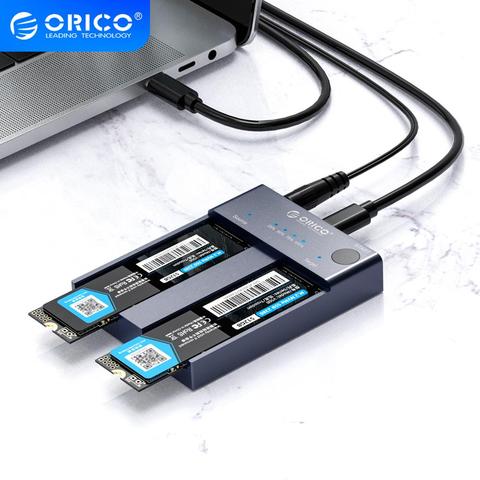 ORICO-carcasa para disco duro SSD Dual Bay M.2 NVME, clon sin conexión USB C 3,1 Gen2, 10Gbps para llave M y M/B, lector de disco duro NVME PCIe SSD ► Foto 1/6