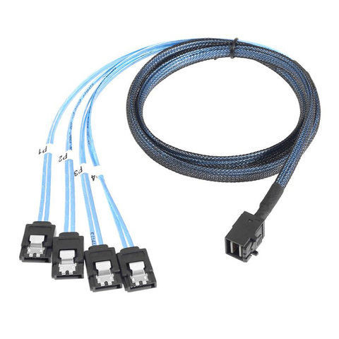 MINI línea SAS de 12 Gb/S, SFF-8643 a 4 SATA one con cuatro tarjetas de matriz, cable de datos ► Foto 1/4