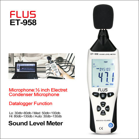 FLUS-medidor de nivel de sonido profesional, Sonometros, nivel de Audio y ruido 30-130dB, medidor de decibelios ► Foto 1/6