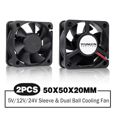 Ventilador sin escobillas para PC, 50x50x20mm, 5V/12V/24, funda de ordenador portátil, ventilador de refrigeración Axial, 2 unidades ► Foto 1/2