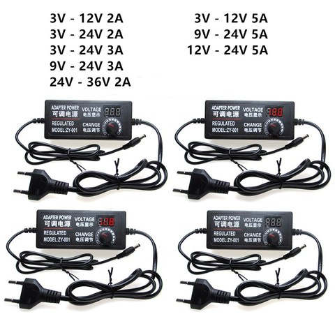 Fuente de alimentación Universal ajustable de CA a CC, adaptador de fuente de alimentación de 3V, 5V, 12V, 24V, 36V, 1A, 2A, 5A, 10A, transformador de 220V a 12V ► Foto 1/6