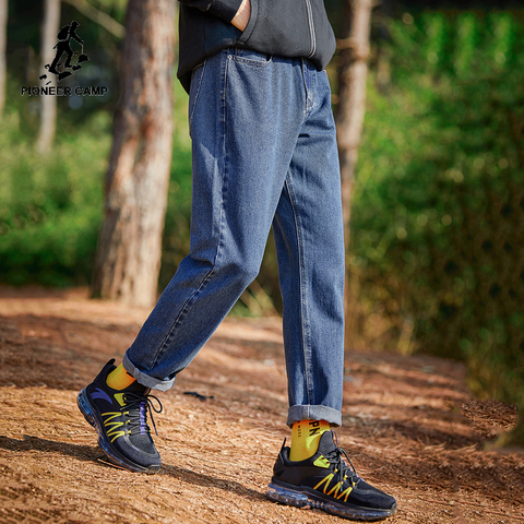 Campamento de pioneros 2022 Jeans nuevos hombres rectos Casual de algodón de Color azul negro de verano de los hombres pantalones de XNZ101031 ► Foto 1/6