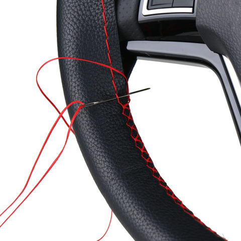 Cubiertas de volante DIY/trenza de cuero de fibra suave en el volante del coche con aguja e hilo accesorios de Interior ► Foto 1/6