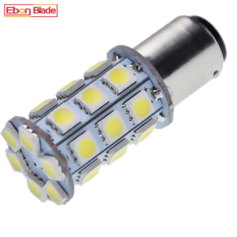 1x1157 BA15D BAY15D 27SMD 5050 bombilla LED 1142 Motor de reversa coche de copia de seguridad de freno luz de estacionamiento señal lámpara 6V 12V 24V blanco 6K ► Foto 1/6