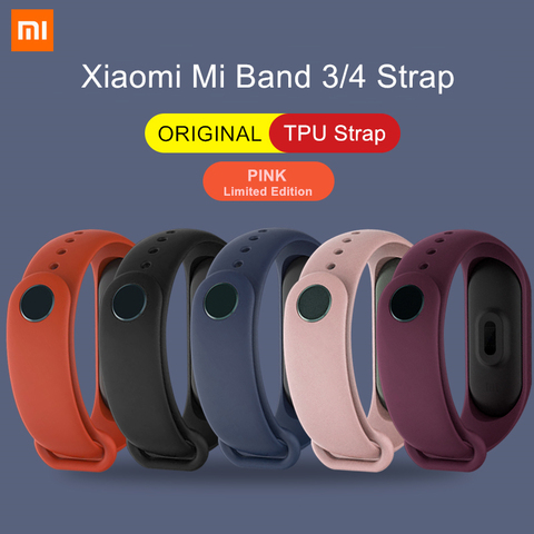 Xiaomi mi Band 3 4 Original correa de muñeca Rosa Li mi ted Edition pulsera TPU de silicona colorida para mi Band 3/4/NFC pulsera inteligente ► Foto 1/6