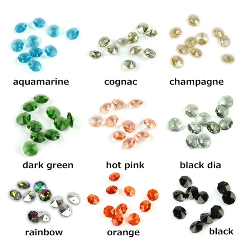 Perlas octagonales de cristal de colores normales, accesorios DIY para colgantes de prisma sueltos, 1 orificio/2 agujeros, 14mm, 100 Uds. ► Foto 1/5