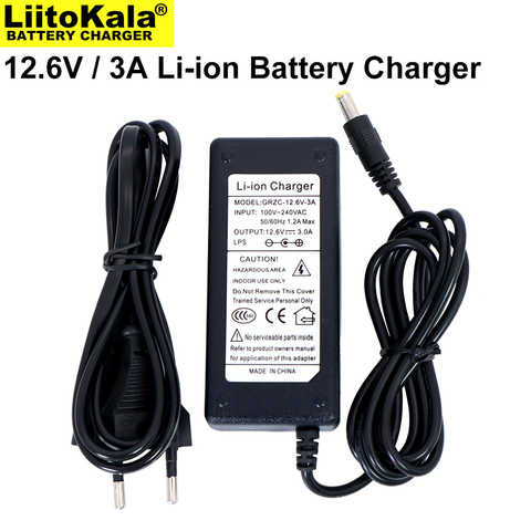 Liitokala-cargador de batería de litio Serie 3, 12,6 V, 3A, cargador de batería de 12V, CC de 5,5x2,1 MM + cable de alimentación de la UE EE. UU. ► Foto 1/4