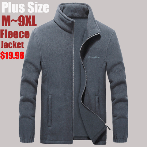 De talla grande 7XL 8XL 9XL hombre Softshell chaquetas de lana Hombre sudadera caliente térmico abrigos chaqueta ropa deportiva ropa de marca ► Foto 1/6