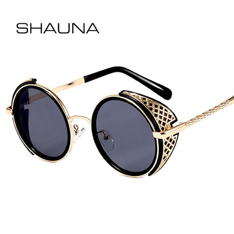 SHAUNA-gafas de sol redondas Steampunk para hombre y mujer, lentes de sol Retro Punk, UV400 ► Foto 1/5