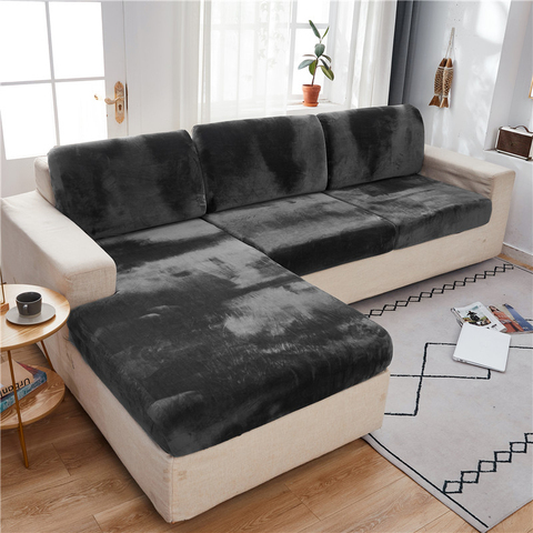 Aterciopelado elástico para asiento de sofá, funda de asiento suave de Color sólido para sofá, cubierta protectora para sala de estar ► Foto 1/6
