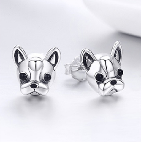 Pendientes pequeños de estilo Hip Hop para mujer, joyería de fiesta informal, Bulldog Francés, Animal ► Foto 1/6