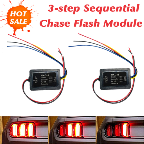 2pc 3-paso secuencial dinámica Chase Flash cajas de módulos frontal/luz de intermitente trasero Controlador LED para Ford Mustang para Audi ► Foto 1/6