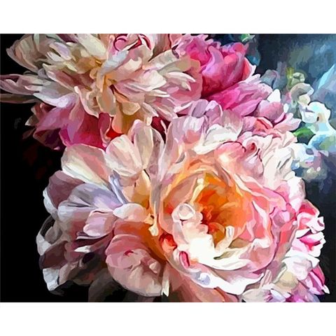 GATYZTORY-pintura por números para adultos, cuadro de flores de acrílico rosa, pintura al óleo, cuadro de 40x50, decoración para el hogar ► Foto 1/6