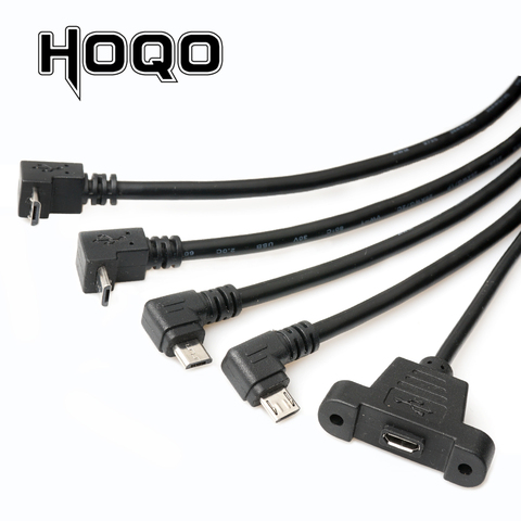 Cable de extensión de montaje en panel, Conector de bloqueo macho a hembra, micro usb, ángulo izquierdo y derecho de 90 grados, con montaje de tornillo ► Foto 1/4