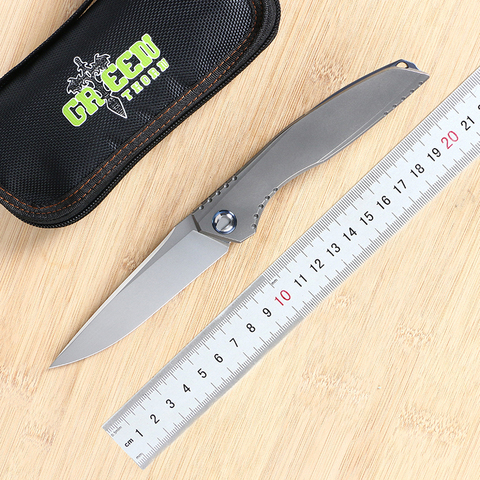 Cuchillo plegable Lee con mango 3D de titanio TC4, herramienta EDC para acampar al aire libre, cuchillo de fruta, color verde ► Foto 1/6