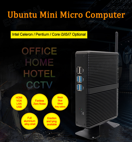 Eglobal mejor oferta sin ventilador Mini PC Intel Core CPU i5 7200U i7 4500U computadora de escritorio i3 7100U Windows 10 4K HD VGA 300M Wifi ► Foto 1/6