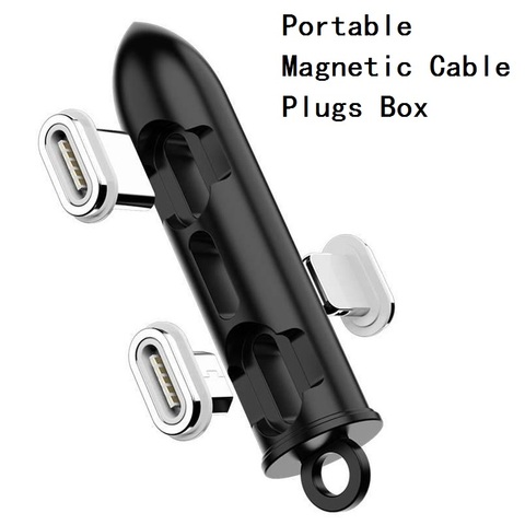 Caja de almacenamiento portátil para enchufes de Cable magnético Micro USB tipo C, conector magnético, contenedor de enchufes de bala, sin enchufe ► Foto 1/6