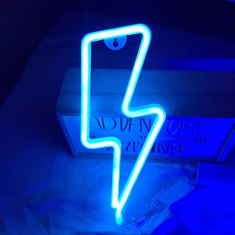 Lámpara de luz nocturna decorativa para mesa con batería USB, con forma de rayo, para fiesta en casa, decoración de sala de estar, novedad de LED neón ► Foto 1/6