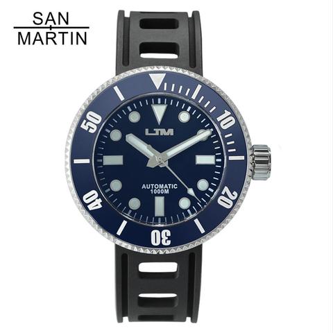 San Martin-Reloj de buceo de acero inoxidable para hombre, Reloj de pulsera mecánico automático grande de cristal de zafiro para relojes solares masculinos, 1000m ► Foto 1/1