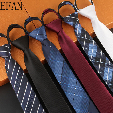 Nueva raya Plaid impresión 6CM cuello corbata para caballero boda corbatas accesorios elásticas nuevas de moda con cremallera para hombre corbata ► Foto 1/6