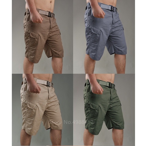 Pantalones cortos militares de combate para hombres múltiples bolsillos hasta la pantorrilla, tácticos de combate, informales, para trabajo de combate ► Foto 1/6