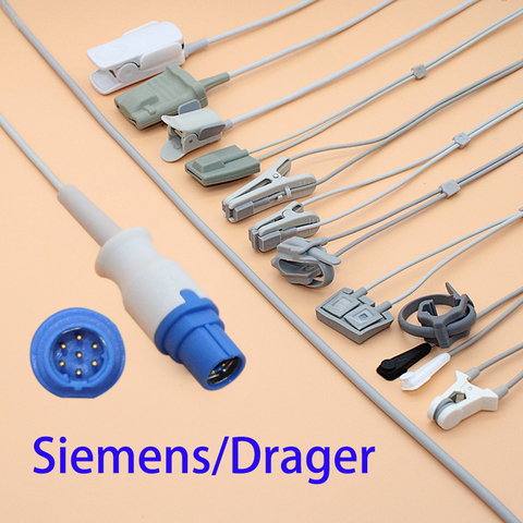 Siemens/Drager monitor de oxígeno en sangre para adultos/pediátrica/niño/recién nacido/veterinarios dedo/oído/pie/frente spo2 cable sensor ► Foto 1/6