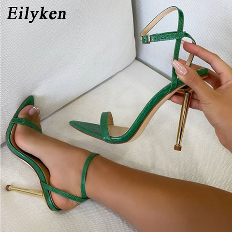 Eilyken-Sandalias de tacón alto para mujer con correa en el tobillo, zapatos de fiesta, punta estrecha, color verde, 11CM, 2022 ► Foto 1/6