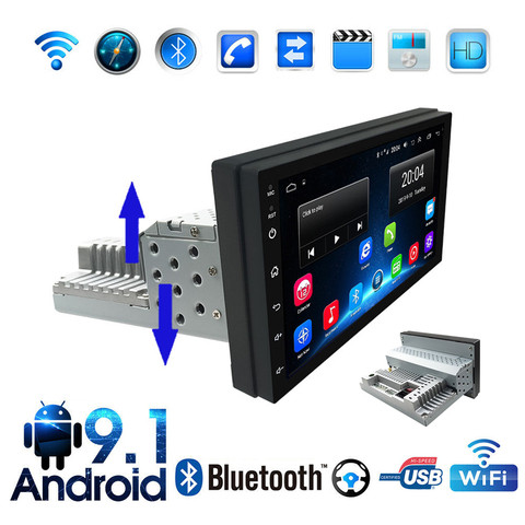 Radio de coche ajustable 7 pulgadas 1 Din, reproductor Multimedia Android 9,1 para coche, navegación GPS, Audio estéreo para coche, reproductor MP5, WiFi, Bluetooth ► Foto 1/6