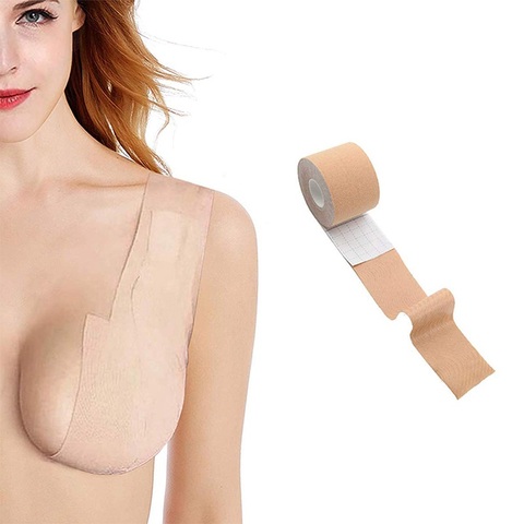 Cubiertas para pezones de mujer, 1 rollo de 5M, sujetador de realce, cinta Invisible para levantar el pecho, Brasier adhesivo, Sexy, Bralette ► Foto 1/6