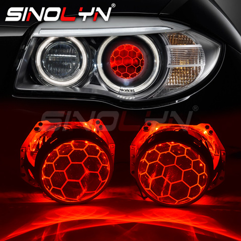 Sinolyn para Hella 3R G5 5R lentes delanteras Bixenon Devil Eyes HID proyector de nido de abeja fútbol lente azul actualización D1S D2S D3S D4S ► Foto 1/6