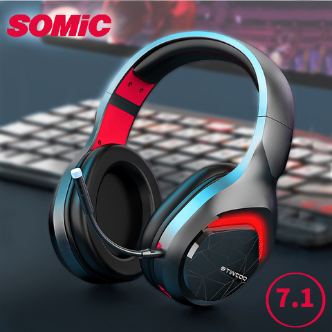 Auriculares estéreo SOMIC GS301 para Gaming, cascos con sonido envolvente 7,1, micrófono USB de 3,5mm, luz LED de respiración para PC y PS4 ► Foto 1/6