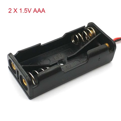 Estuche protector de batería de plástico negro AAA, 2 uds., 2X1,5 V, 2 ranuras, envío directo ► Foto 1/5