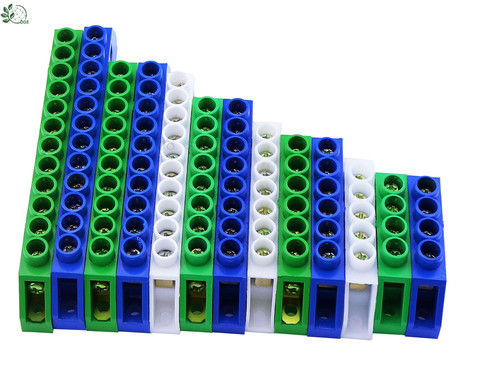 Diseño de puente azul, blanco y verde, cero línea, 4-12 polos, tornillo, latón, cobre, toma de tierra, Conector de bloque de terminales ► Foto 1/5