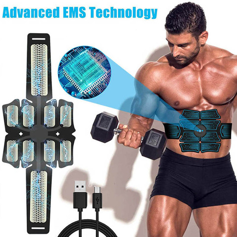 EMS electrónica muscular entrenamiento cinturón estimulador muscular Abdominal Toner cinturón para adelgazar cuerpo gimnasio en casa de equipos de Fitness para hombres y mujeres ► Foto 1/6