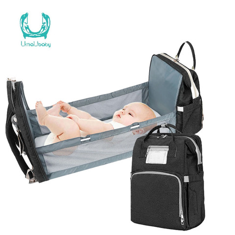 Umaubaby-Bolsa de pañales 3 en 1 para mamá, bolsa de maternidad de gran capacidad, plegable, para pañal para la cama, colchón para bebé gratis ► Foto 1/6