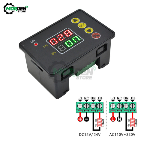 Relé Digital programable de retardo de tiempo módulo de relé normalmente abierto con alarma de zumbador, interruptor de ciclo, control del temporizador, CA 110V 220V DC12V ► Foto 1/6