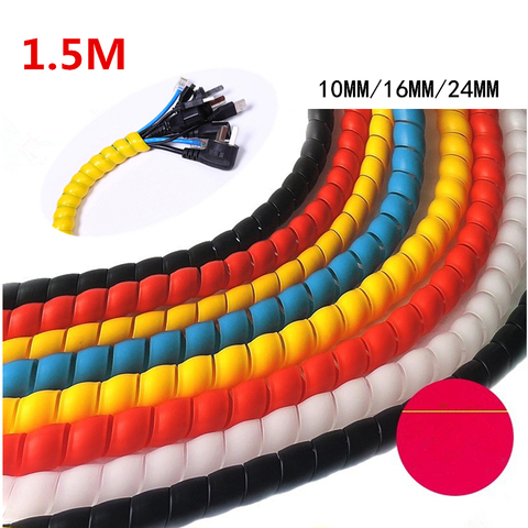 Bandas de envoltura en espiral de 1,5 M, bandas espirales de colores ignífugas, fundas para cables, tubo de bobinado de 10mm/16mm/24mm ► Foto 1/6