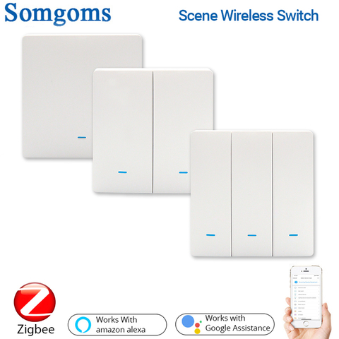 Somgoms-interruptor de batería ZigBee, Panel de escena, automatización de un botón, con Hub Tuya ZigBee, enlace de un clic ► Foto 1/6